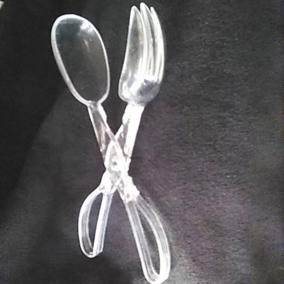 Vintage Dining Vintage Salad Server Clear Plastic Spoonfork Serve